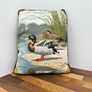 Vintage Mallard Duck Plush Pillow waterfowl MCM Brown